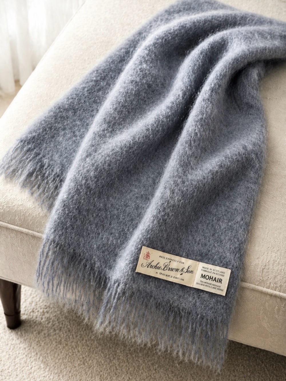 Lavender Mohair Scarf Made Scotland Archie Brown Soft Fuzzy Luxury Wrap - Picture 1 of 6
